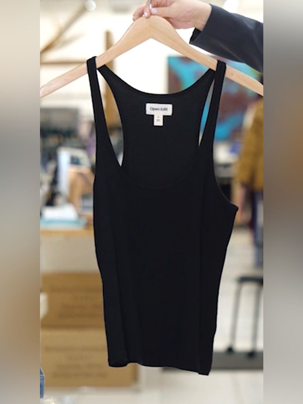 Open Edit Black Racerback Tank size small